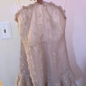 Strapless cream mini dress with adorable detailing all over!